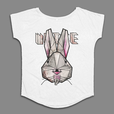 Geometric Bunny Design Short Sleeve T-Shirt for Women