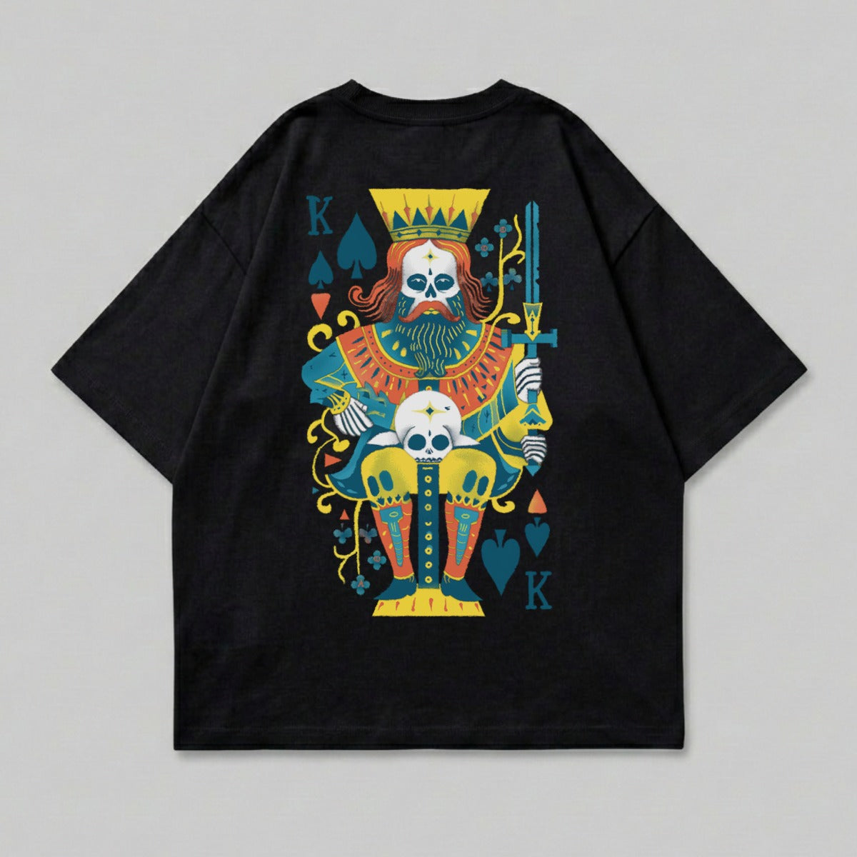 Spades King Skull Graphic Art Playing Card T-shirt product type