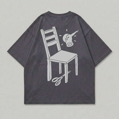 Dark Grey Chair Scissors Bell Graphic T-shirt product type