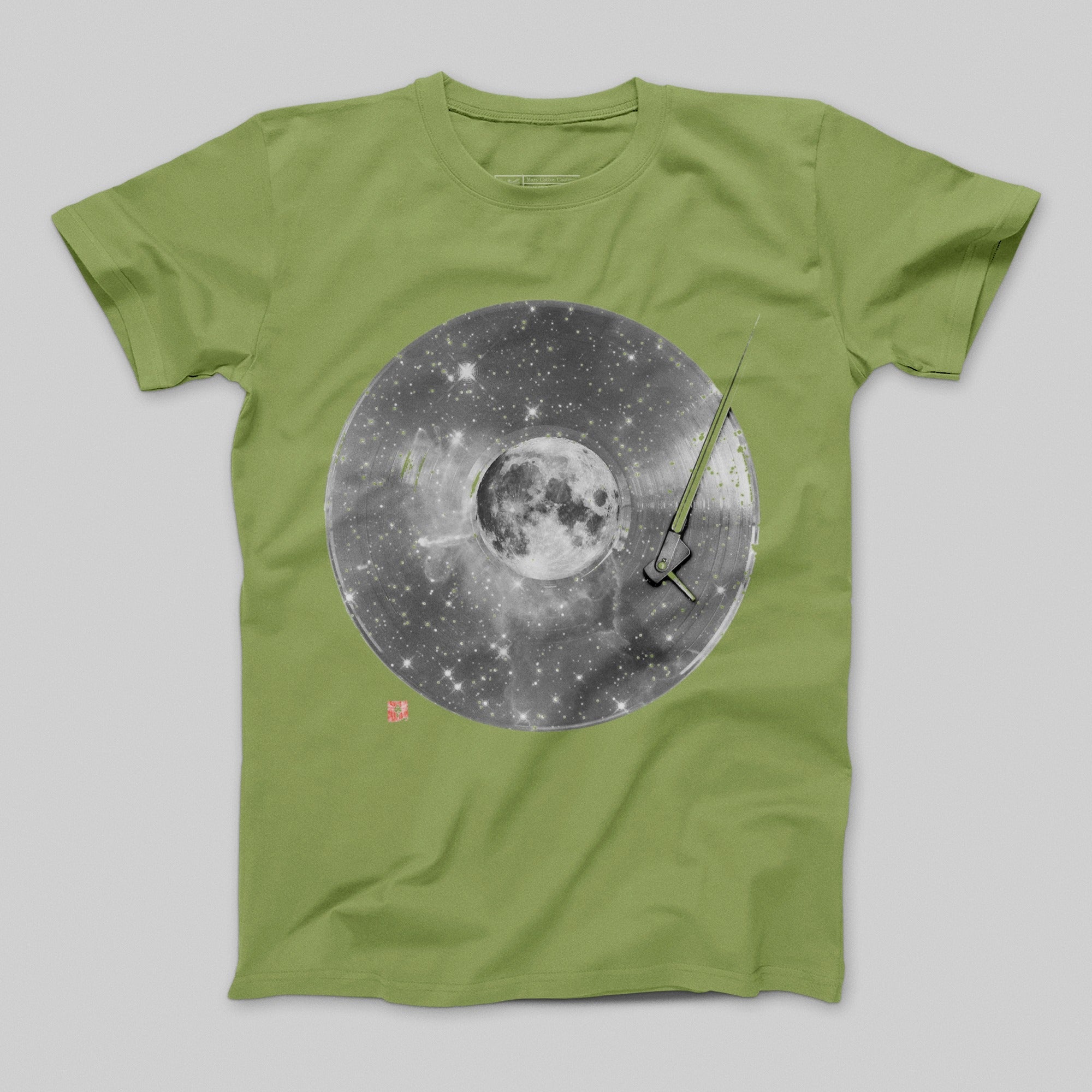 Moon and Record Turntable Graphic Tee Shirt