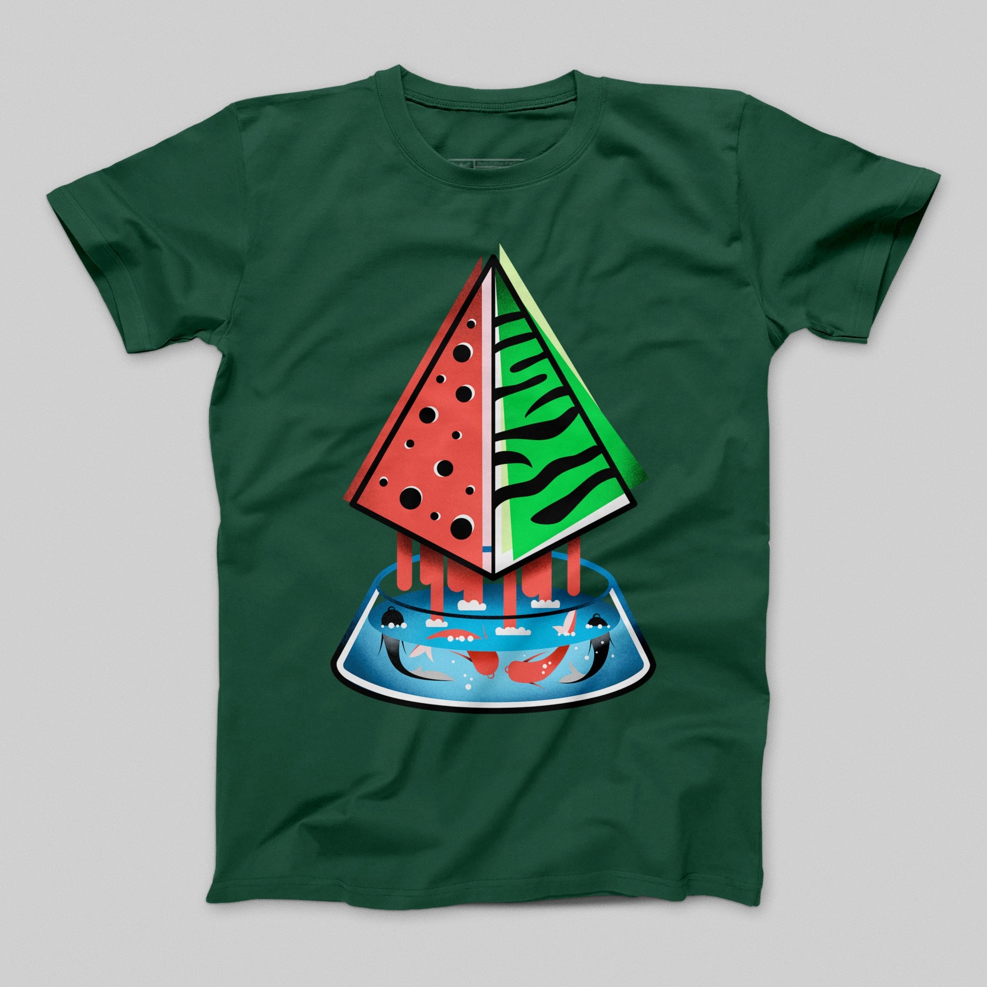 Unique Geometric Watermelon Shark Graphic T-Shirt