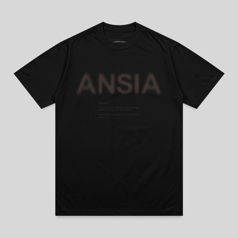 Black t-shirt with "ANSIA" and dictionary definition on chest.