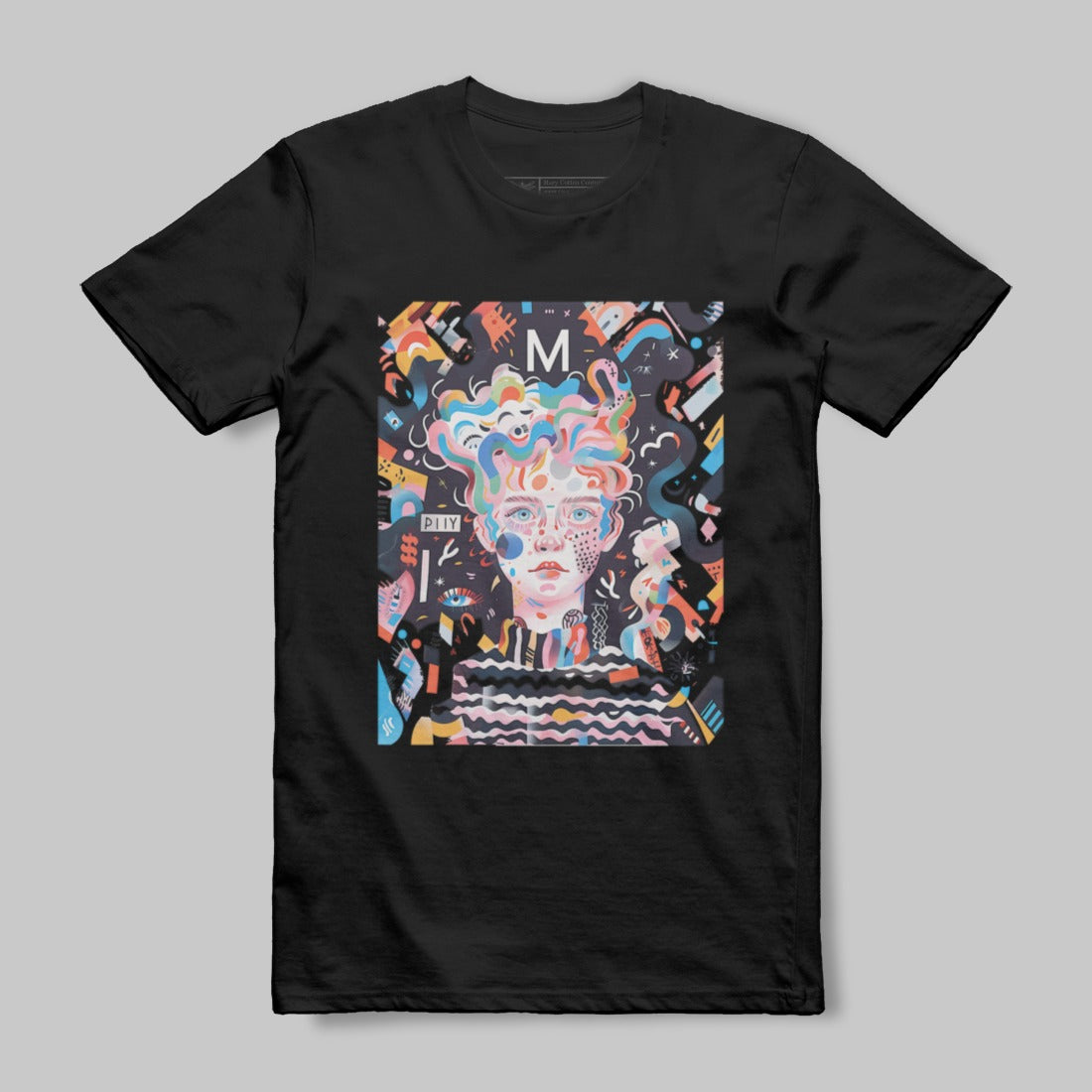 Colorful Illustrated Face Pattern T-Shirt Product