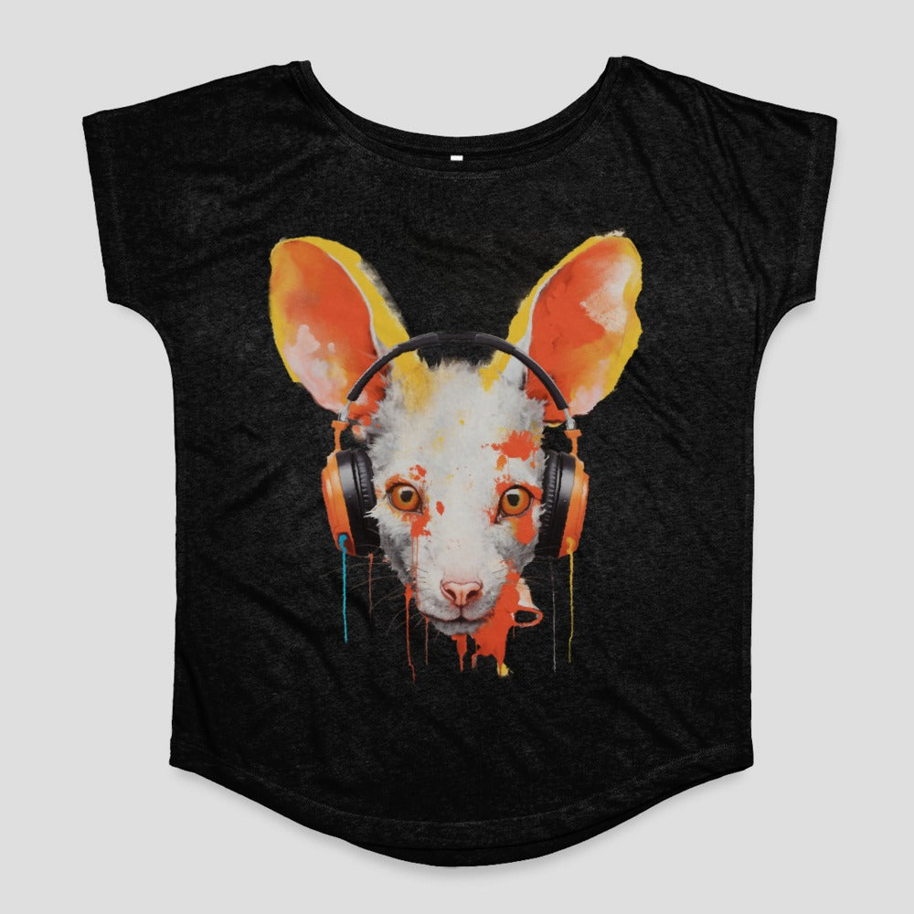 Cat with Headphones Colorful Print Design Shirt
