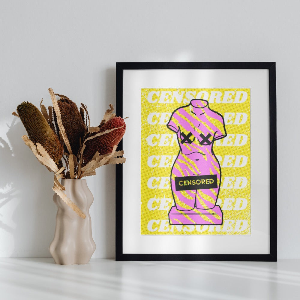 Censored Graphic Art Print in Black Frame for Home Decor