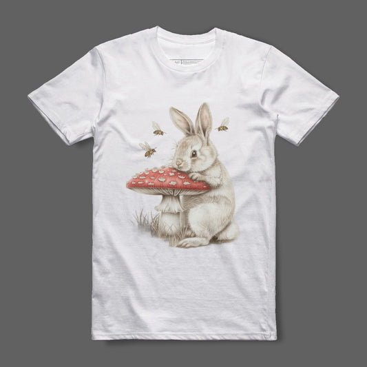 Cute Bunny with Mushroom and Bees Graphic Tee product
