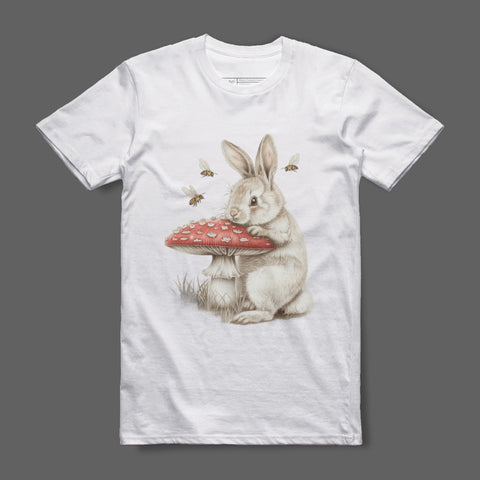 Cute Bunny with Mushroom and Bees Graphic Tee product