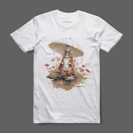 Cute Animals Under Umbrella Artwork T-Shirt