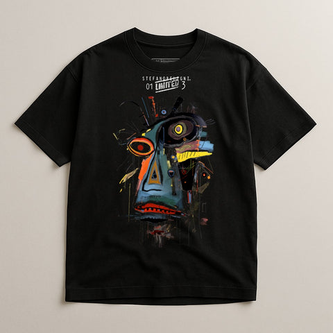 Unique Abstract Art Face Graphic Tee for Stylish Look
