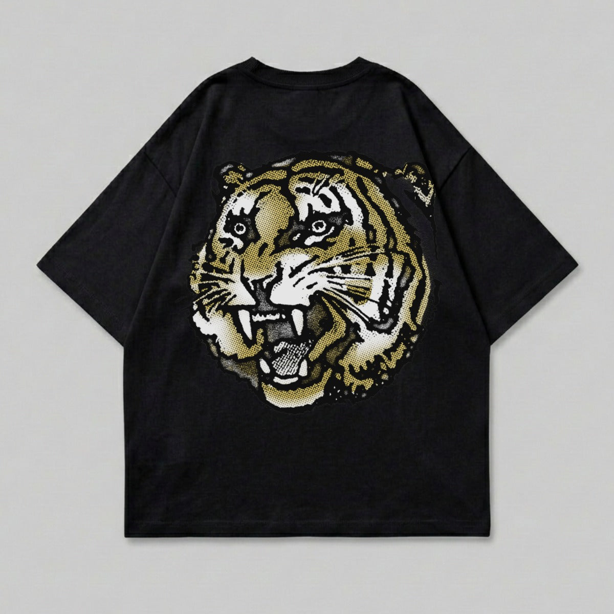 Roaring Tiger Head Design Black Short Sleeve product type