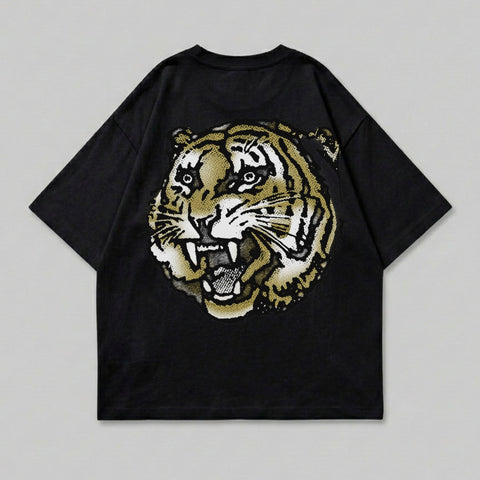 Roaring Tiger Head Design Black Short Sleeve product type