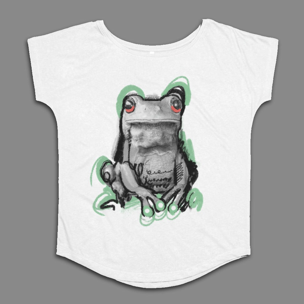 Frog Graphic Tee with Red Eyes Casual Top