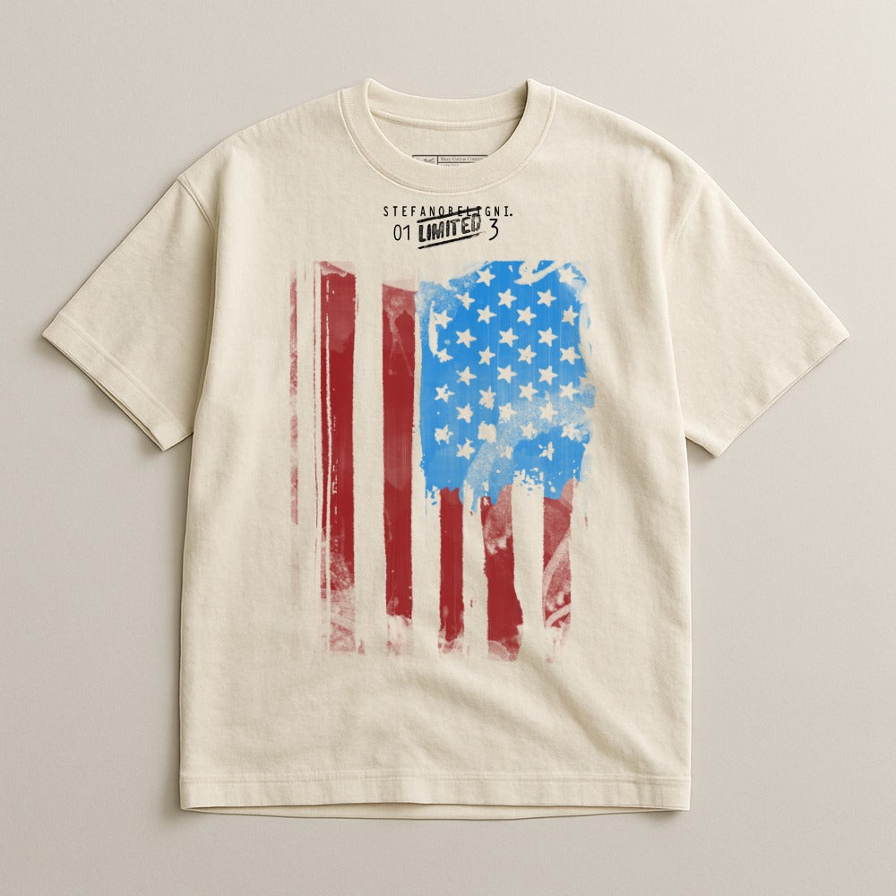 Vintage American Flag Print Graphic T-Shirt