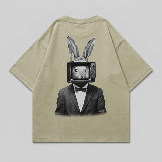 Surreal Rabbit Television Head Suit Bowtie Graphic product type
