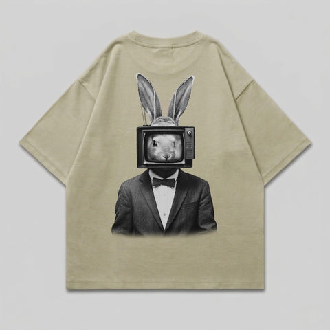 Surreal Rabbit Television Head Suit Bowtie Graphic product type