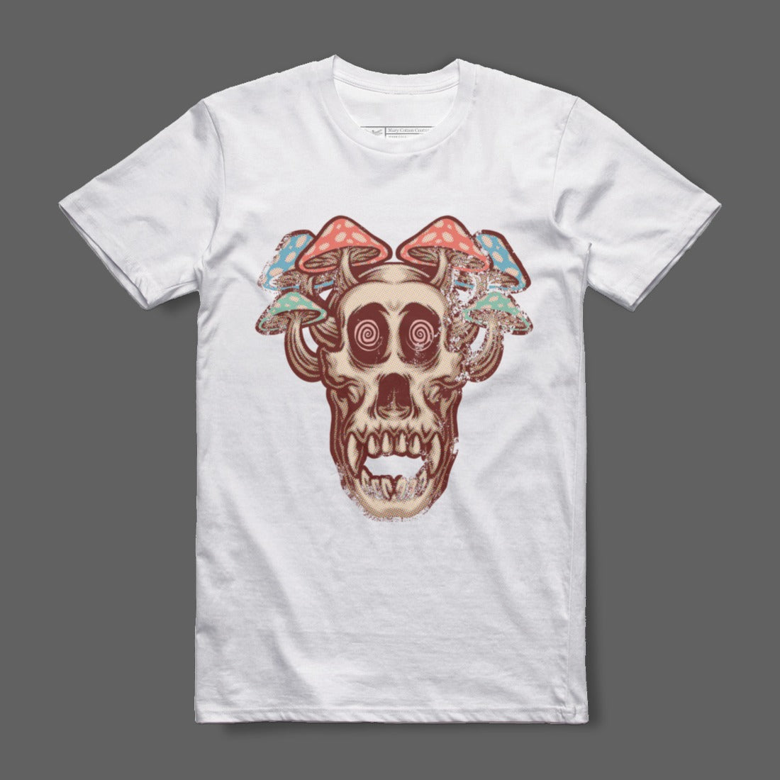 Psychedelic Mushroom Skull Graphic Print Tee