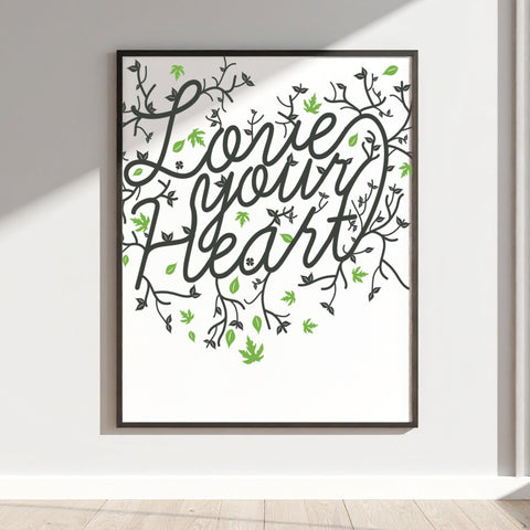 Love Your Heart Inspirational Wall Art Decor
