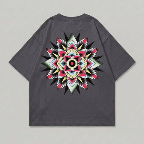 Dark Gray Tee Colorful Mandala Back Graphic product type
