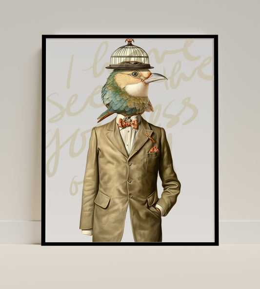 Bird with a Human Body in Suit Poster Artwork