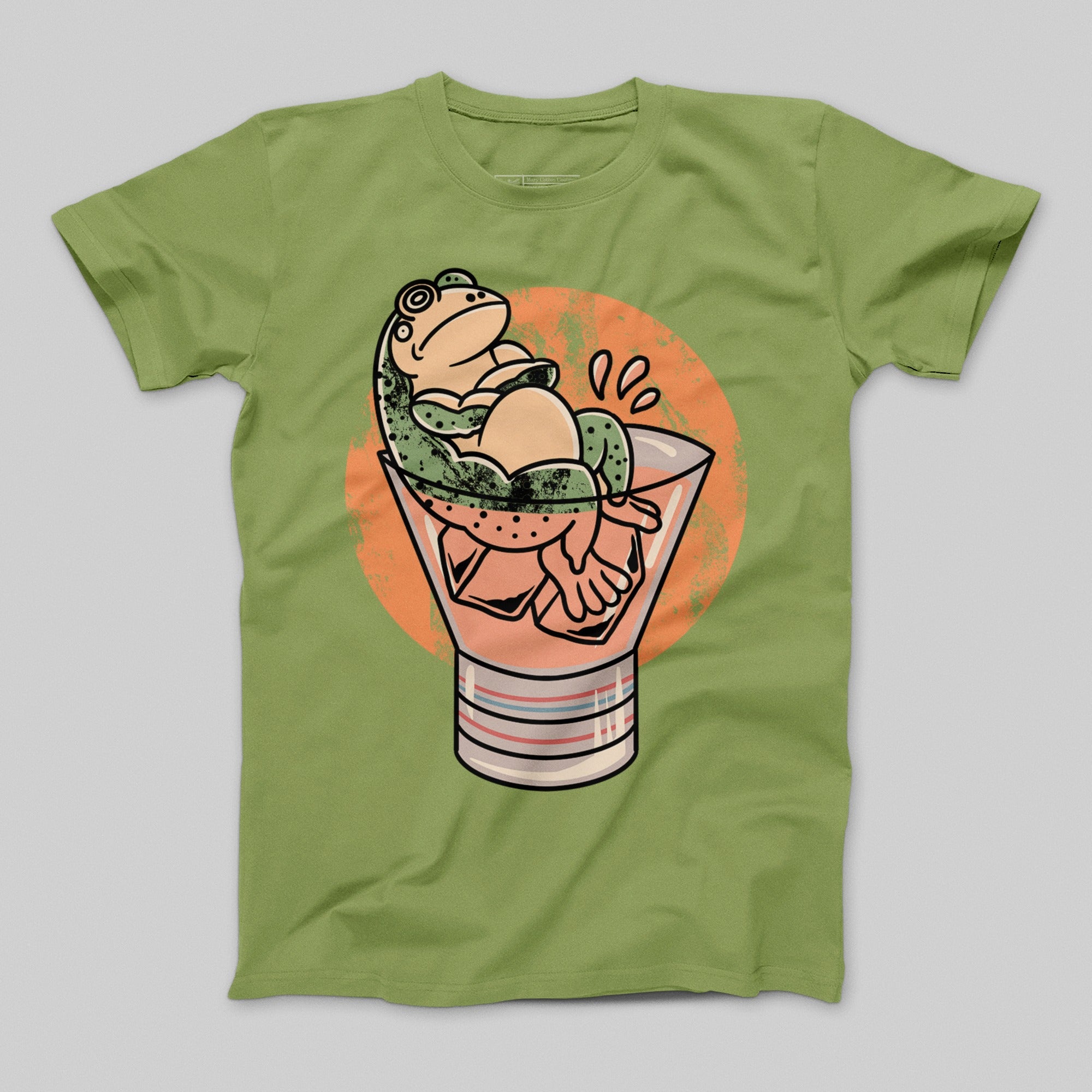 Relaxed Frog in Cocktail Glass Printed T-shirt