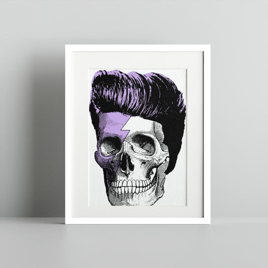 Skull with Purple Lightning Bolt Framed Artwork