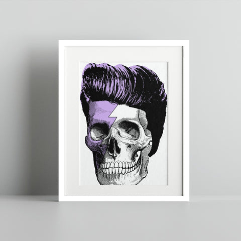 Skull with Purple Lightning Bolt Framed Artwork