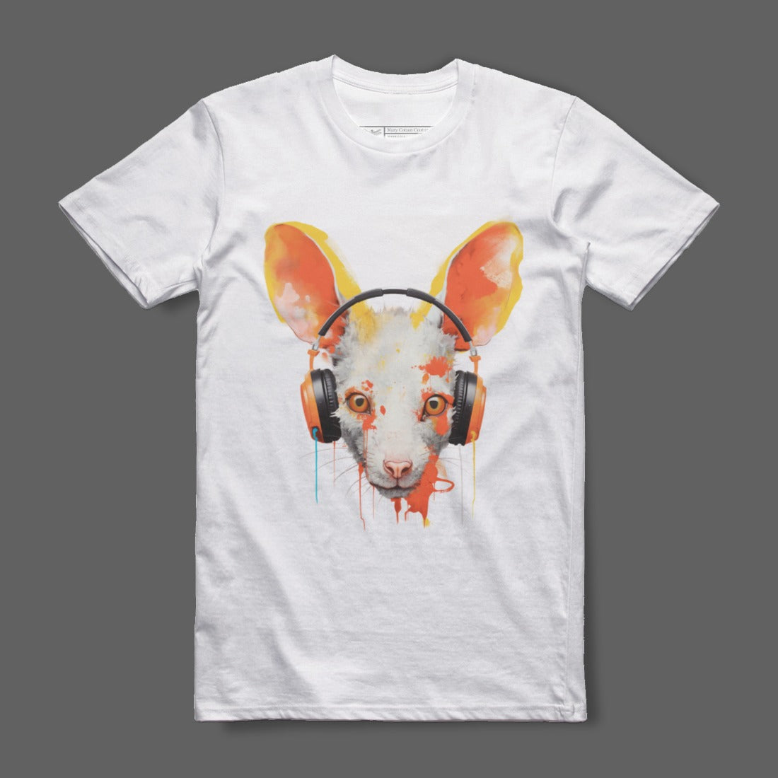 Colorful Animal with Headphones Printed T-Shirt