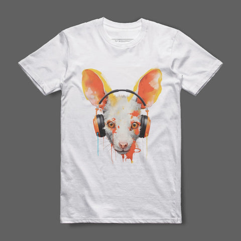 Colorful Animal with Headphones Printed T-Shirt