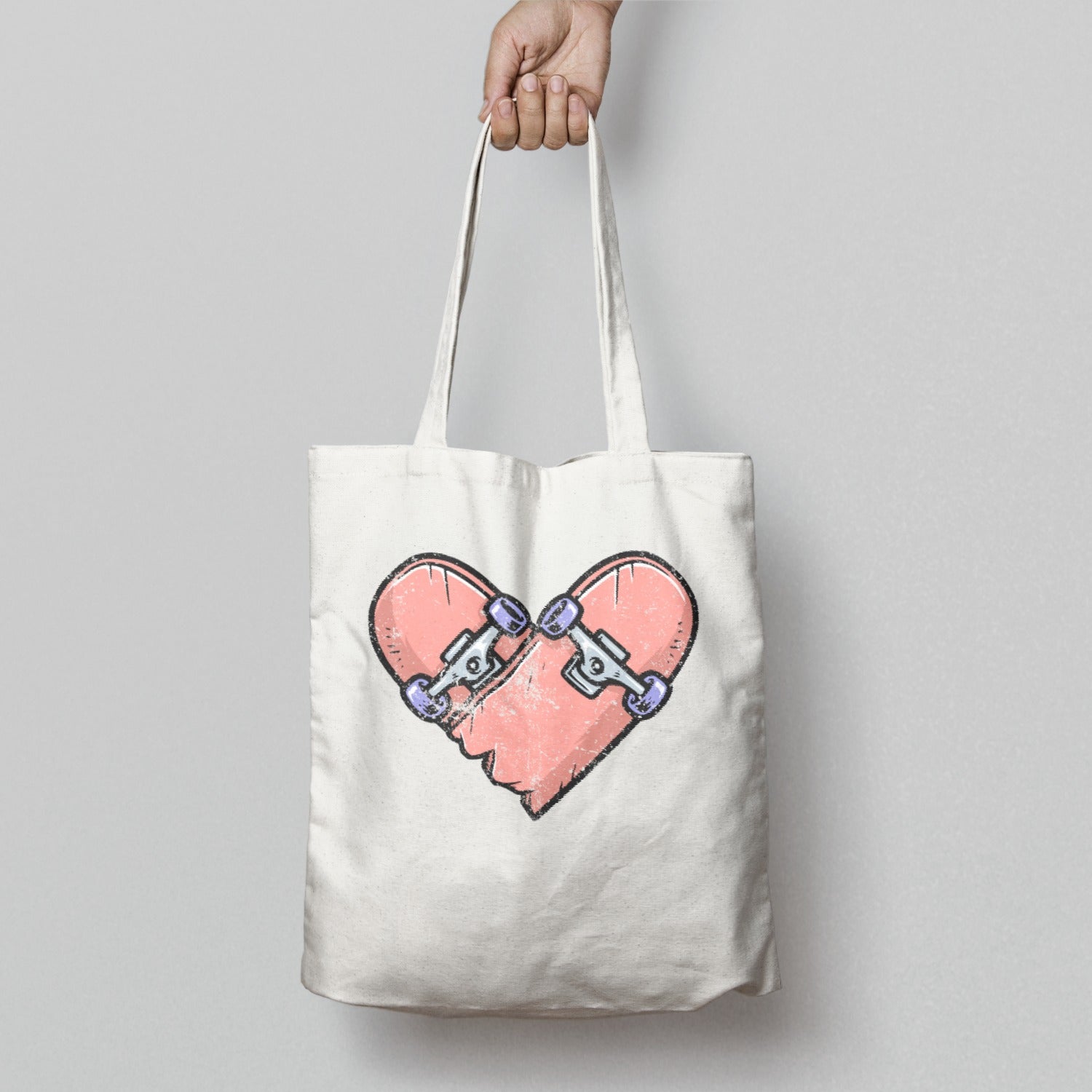 Broken Heart Skateboard Design Tote Bag