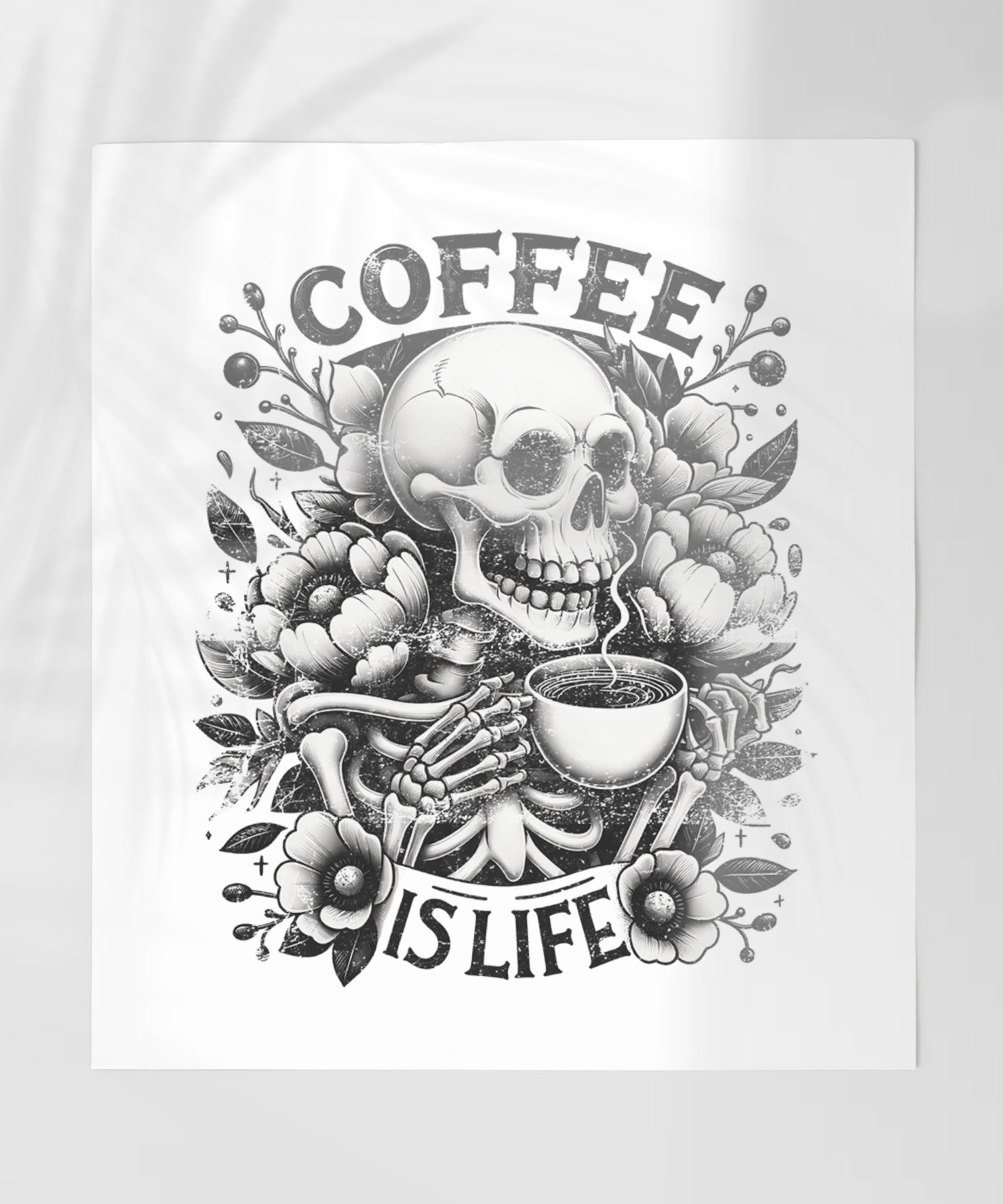 Coffee Is Life Skeleton Skull Art Print Poster