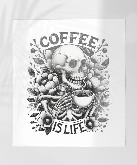 Coffee Is Life Skeleton Skull Art Print Poster