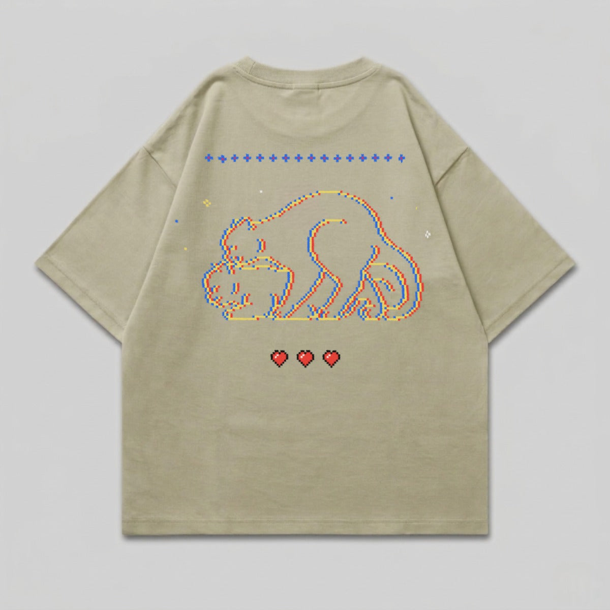 Pixel Monkey Glitch Hearts Plus Signs product type
Pixel Art
Retro Gaming
8 Bit Design
Monkey Graphic
Glitch Effect
Video Game
Hearts Icon
Plus Signs
Cute Animal
Graphic Tee
Animal Print
Unique Design
Beige Color
Khaki Shirt
Chroma Shift
Vaporwave
Game Inspired
Digital Art
Primate Design
Mother Child