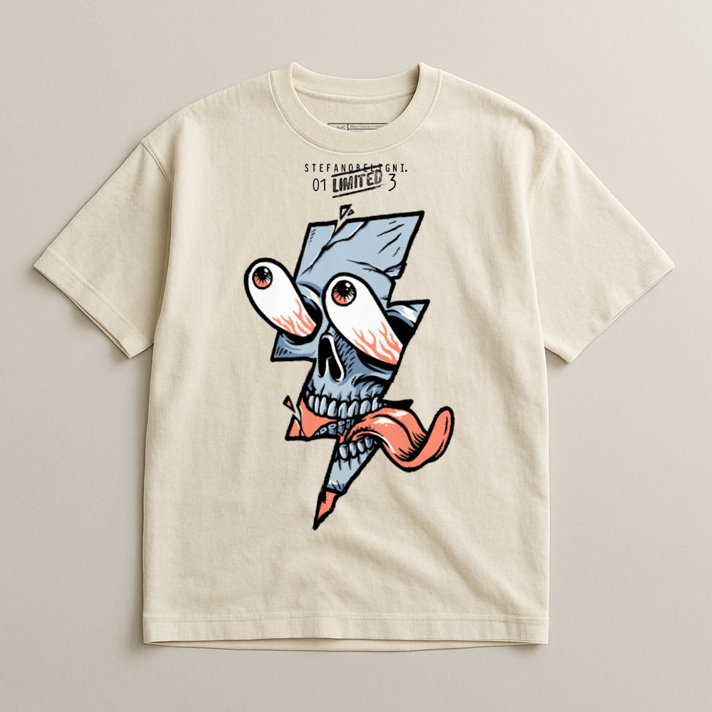 Eye-Catching Skull and Lightning Graphic Shirt