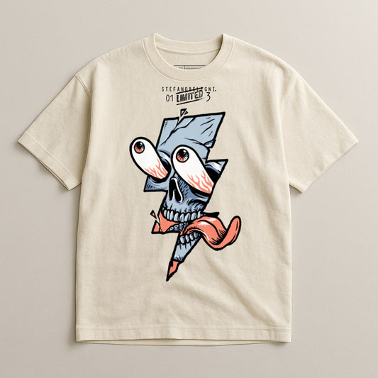 Eye-Catching Skull and Lightning Graphic Shirt