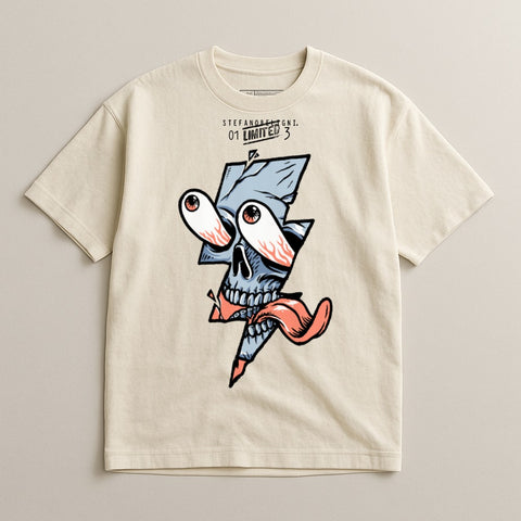 Eye-Catching Skull and Lightning Graphic Shirt