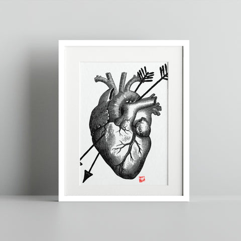 Heart and Arrow Artistic Detailed Framed Art Print Product