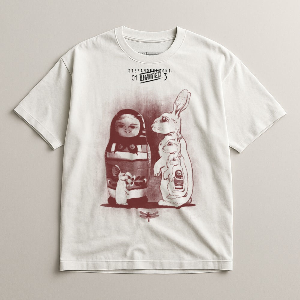 Matryoshka Doll and Rabbit Graphic T-Shirt