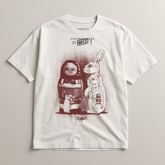 Matryoshka Doll and Rabbit Graphic T-Shirt