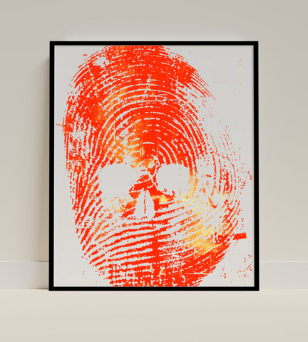 Abstract Red Skull Fingerprint Print Wall Art Decoration