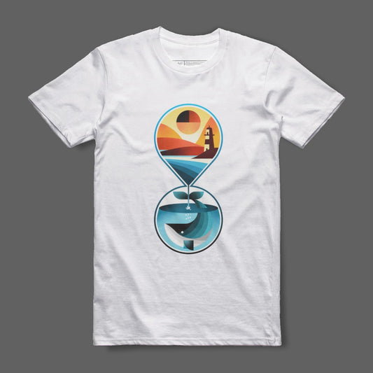 Sunset and Ocean Dual Design Graphic T-shirt