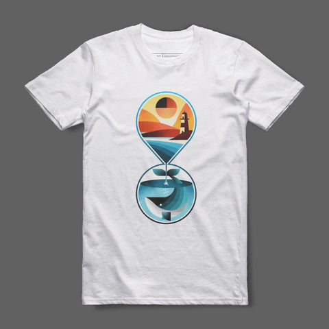 Sunset and Ocean Dual Design Graphic T-shirt