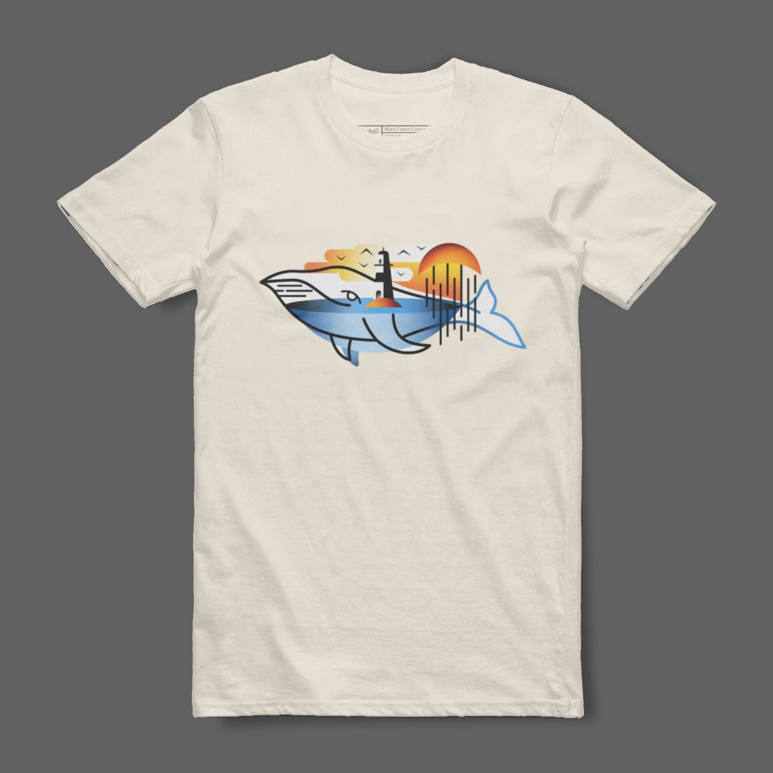 Whimsical Whale Design with Vibrant Sunset T-shirt
