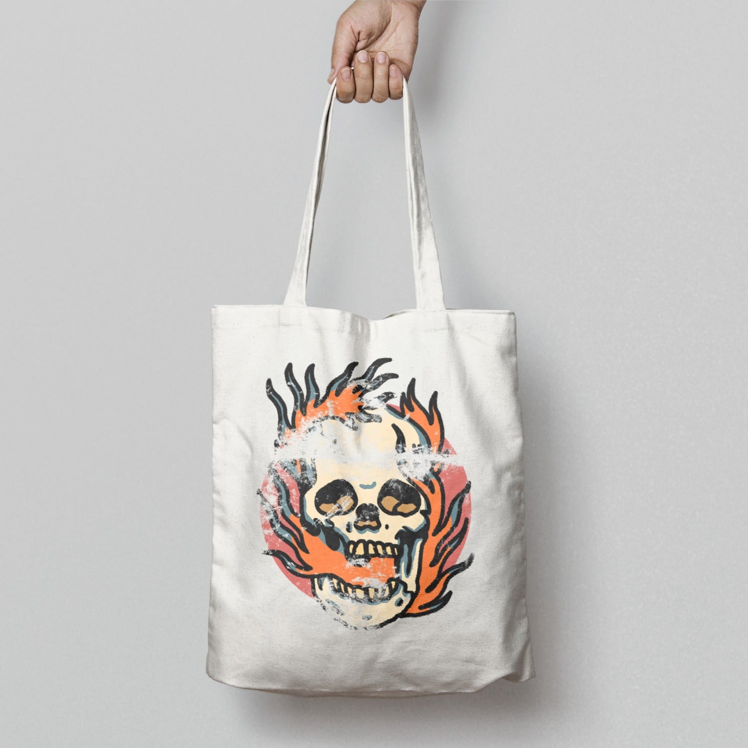 Fiery Skull Graphic Design Tote Bag Product