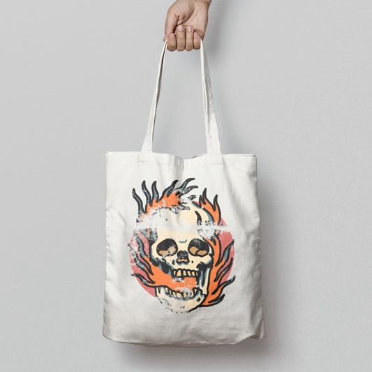 Fiery Skull Graphic Design Tote Bag Product
