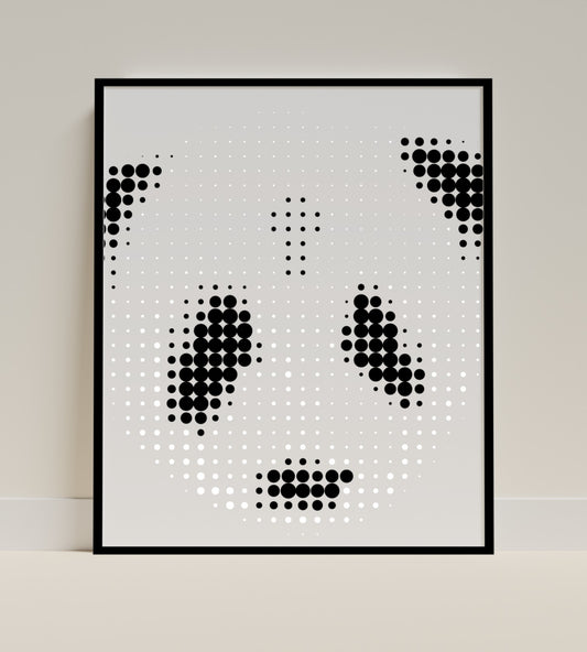 Minimalist Black and White Panda Face Wall Art