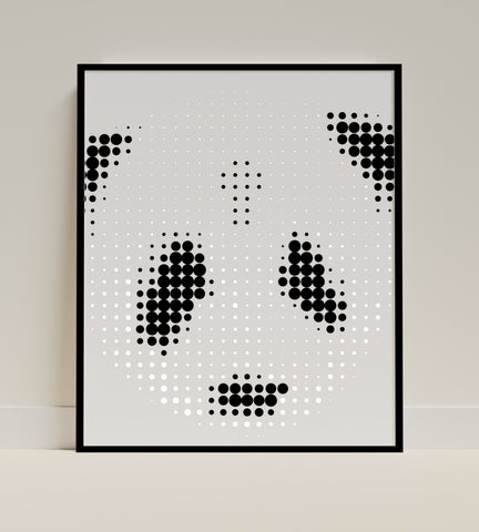Minimalist Black and White Panda Face Wall Art