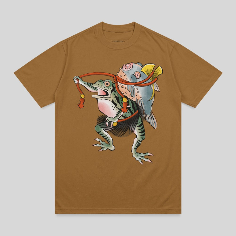 Japanese Frog Pufferfish Traditional Art Brown product type