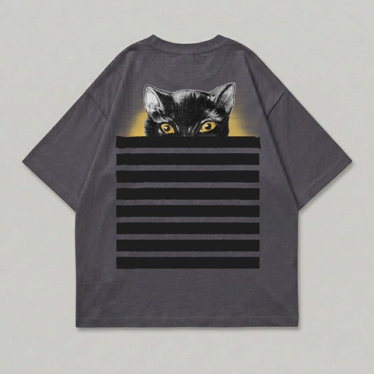 Black Cat Peeker Yellow Eyes Horizontal Stripes product type