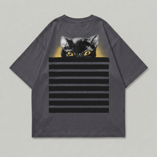 Black Cat Peeker Yellow Eyes Horizontal Stripes product type