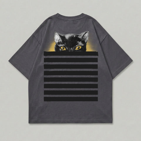 Black Cat Peeker Yellow Eyes Horizontal Stripes product type